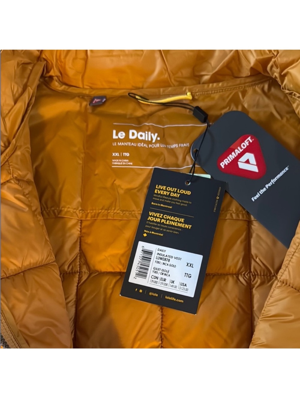 LOLE Le Daily Insulated Vest - Mustard Gold